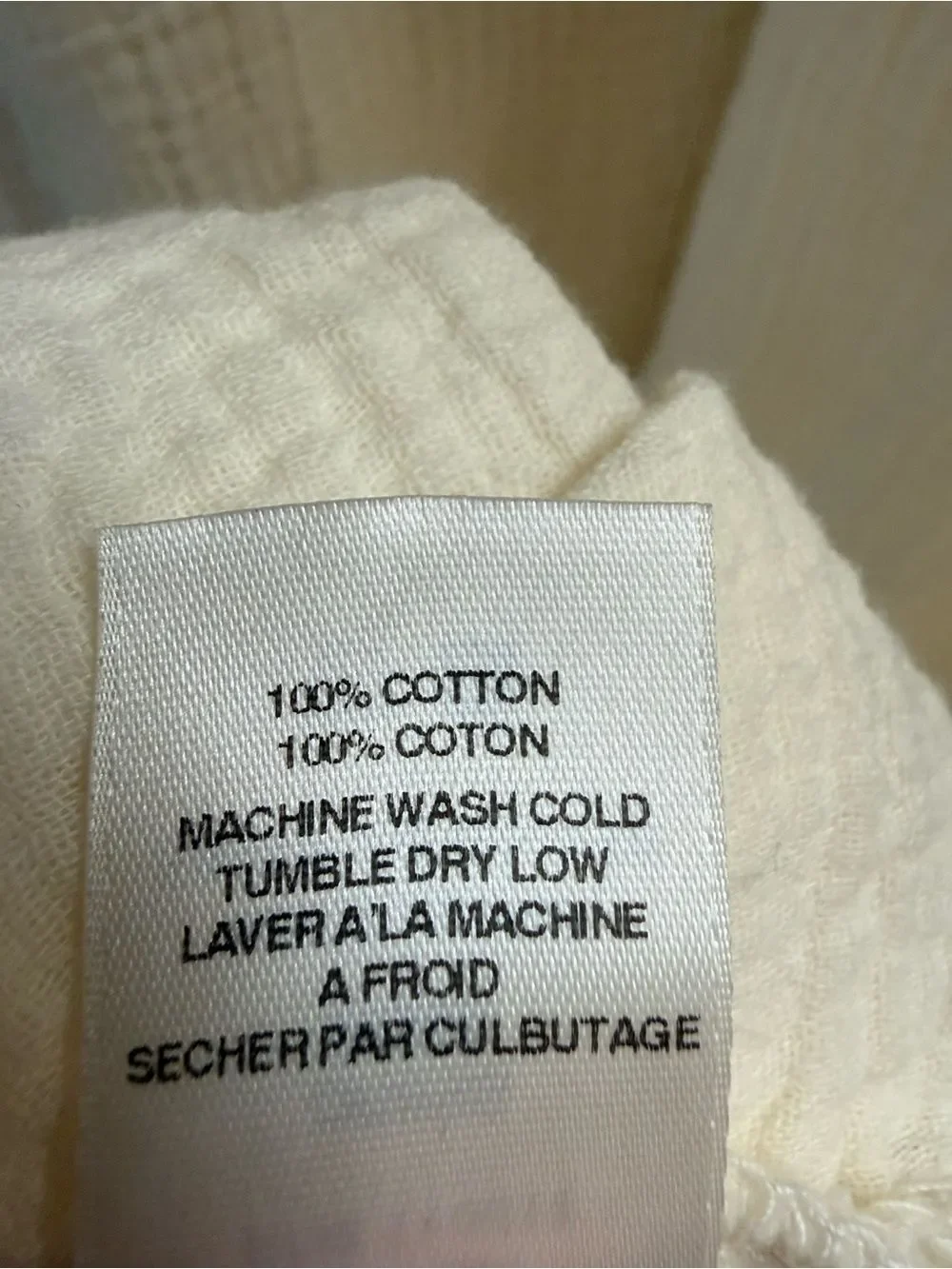 AMADI Twist Front Cotton Gauze Maxi Cover-Up Dress Cream Size Small Made USA